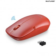 Mouse sem Fio Óptico 2.4Ghz 1200Dpi Multilaser MO289 - Vermelho